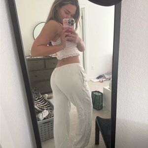 Brandy Melville White Linen Pants